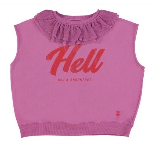 Sisters Department,Sudadera sin mangas cuello de tul print HELL