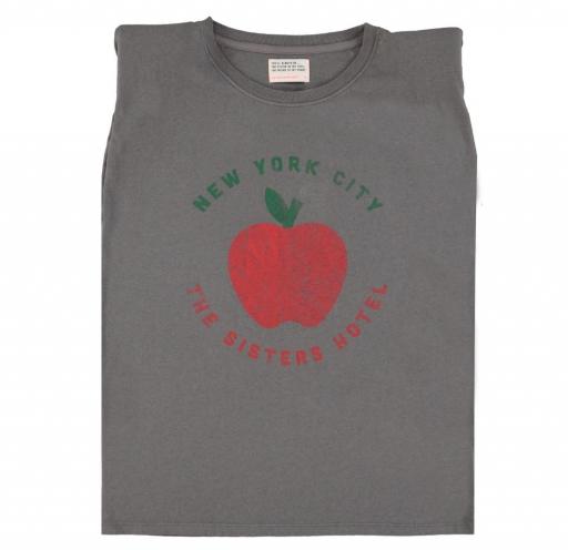 Sisters Department,Camiseta gris hombreras print manzana 