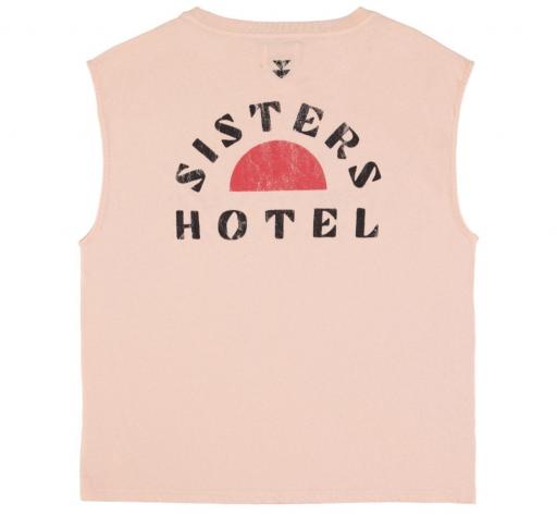 Sisters Department,Camiseta rosa claro cuello redondo print LATE CHECKOUT  [1]