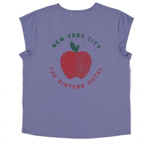 Sisters Department,Camiseta escote en pico lavanda,print manzana