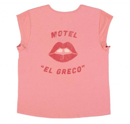 Sisters Department,Camiseta escote en pico color rosa print Motel el Greco [0]