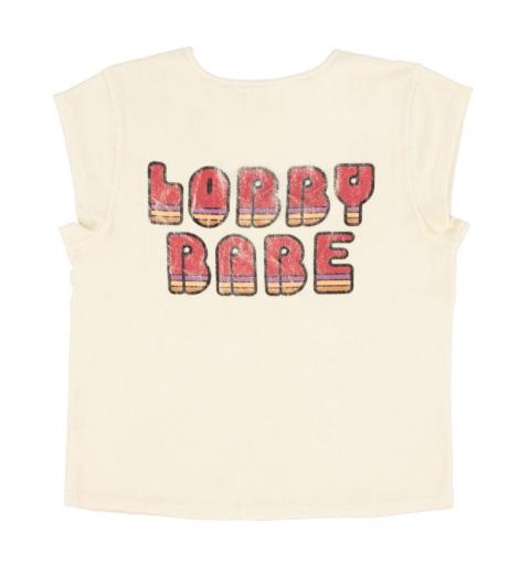 Sisters Department,Camiseta blanca tela tipo toalla print LOBBY BABE 