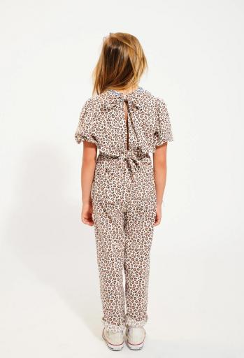 Piupiuchick,cropped blouse w/ baloon sleeves  | ecru w/ animal print [1]