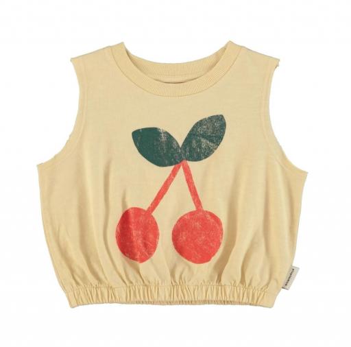 Piupiuchick,sleeveless top | sand w/ cherry print