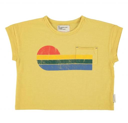 Piupiuchick,t'shirt | yellow w/ multicolor wave print