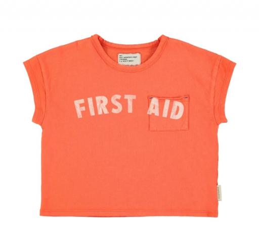 Piupiuchick,t'shirt | orange w/ "first aid" print