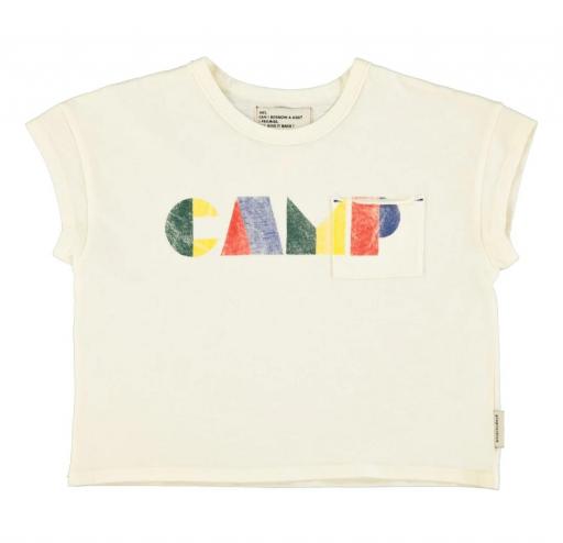 Piupiuchick,t'shirt | ecru w/ multicolor "camp" print