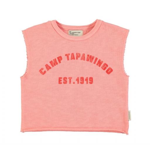 Piupiuchick,sleeveless t´shirt | pink w/ "camp tapawingo" print