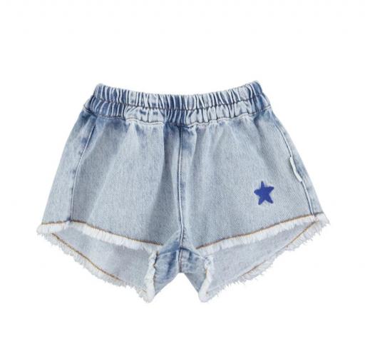 Piupiuchick,shorts w/ fringes | washed blue denim