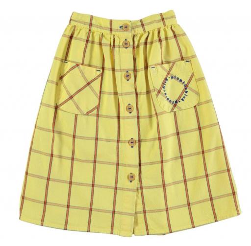 Piupiuchick,long skirt w/ front pockets | yellow checkered