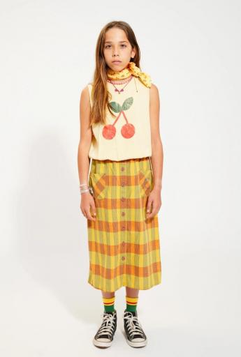 Piupiuchick,long skirt w/ front pockets | mustard checkered [1]