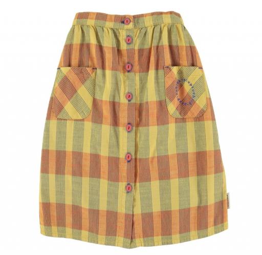 Piupiuchick,long skirt w/ front pockets | mustard checkered