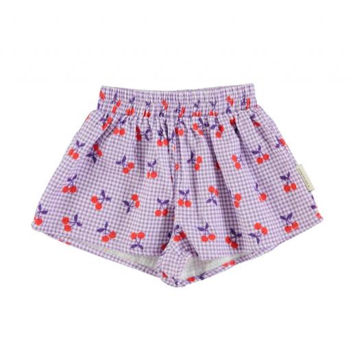 Piupiuchick,shorts | purple & white checkered w/ cherries