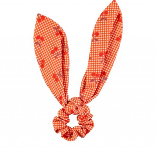 Piupiuchick,scrunchie | orange & white checkered w/ cherries