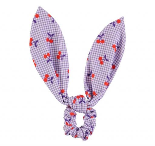 Piupiuchick,scrunchie | purple & white checkered w/ cherries