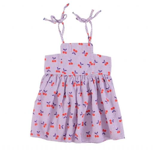 Piupiuchick,short dress |  purple & white checkered w/ cherries [1]