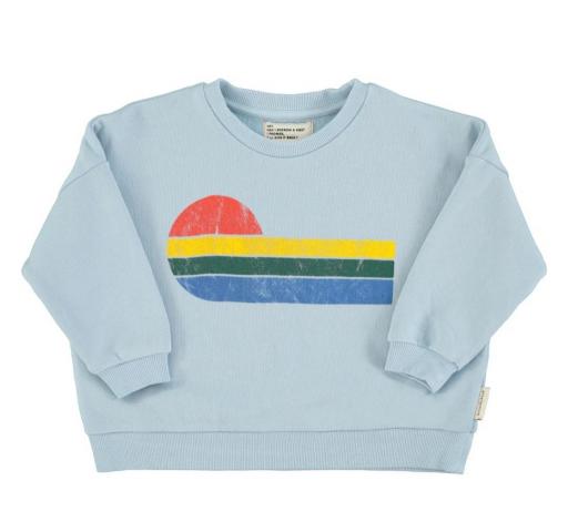 Piupiuchick,sweatshirt | light blue w/ multicolor wave print