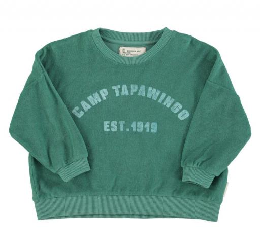 Piupiuchick,sweatshirt | green w/ "camp tapawingo" print