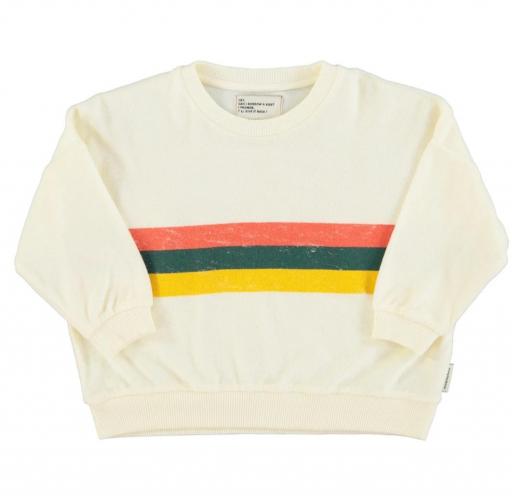 Piupiuchick,"sweatshirt | ecru w/ multicolor stripes print        "