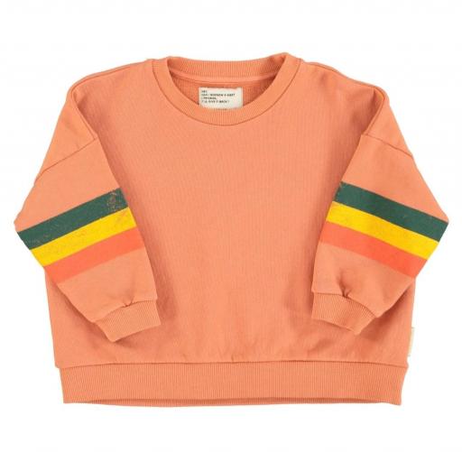 Piupiuchick,sweatshirt | peach w/ multicolor stripes