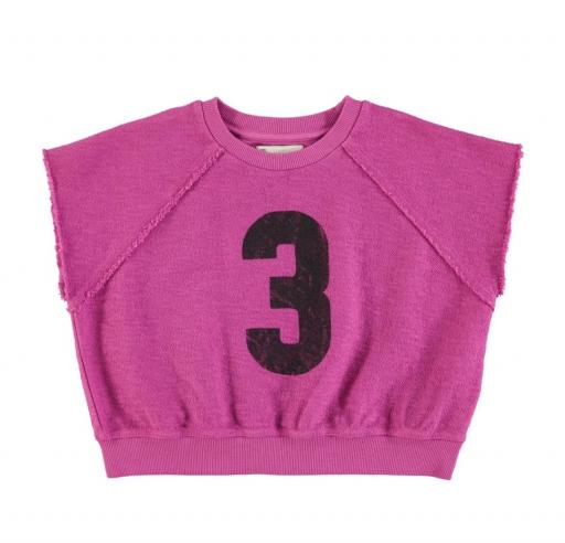 Piupiuchick,sleeveless sweatshirt | fuchsia w/ "3" print