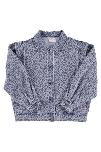 Sisters Department,Jacket | Washed blue denim w/ animal print