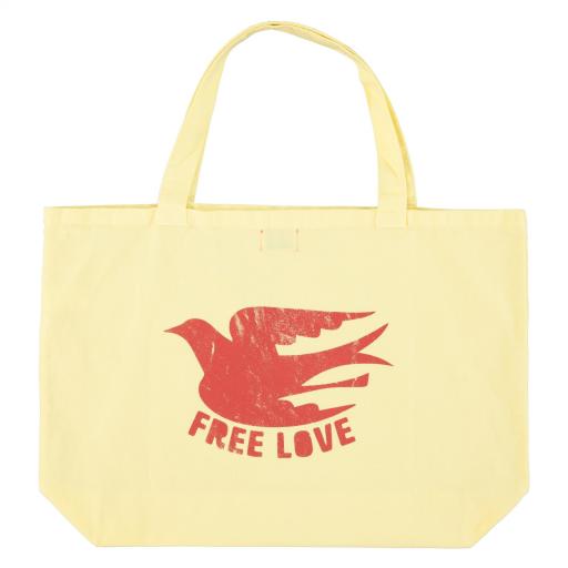 Sisters Department,XL bag | Yellow w/ "free love" print