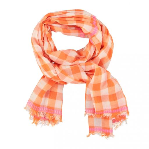 Sisters Department,Scarf | Orange & ecru checkered