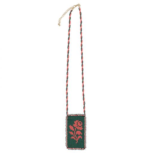 Sisters Department,Glass bead necklaces | Green & pink flower [1]