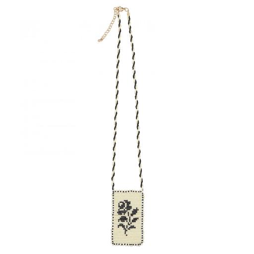 Sisters Department,Glass bead necklaces | White & black flower [1]