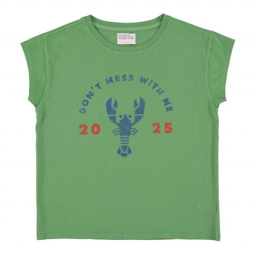 Sisters Department,Short sleeve t-shirt | Green w/ "lobster" print