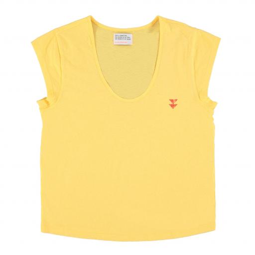 Sisters Department,Short sleeve t-shirt w/ deep round neck | Yellow w/ "free love" print [1]