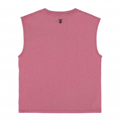 Sisters Department,Sleeveless t-shirt w/ round neck | Old pink w/ "black fish" print [2]