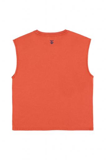 Sisters Department,Sleeveless t-shirt w/ round neck | Terracotta w/ "datil pepper" print [1]