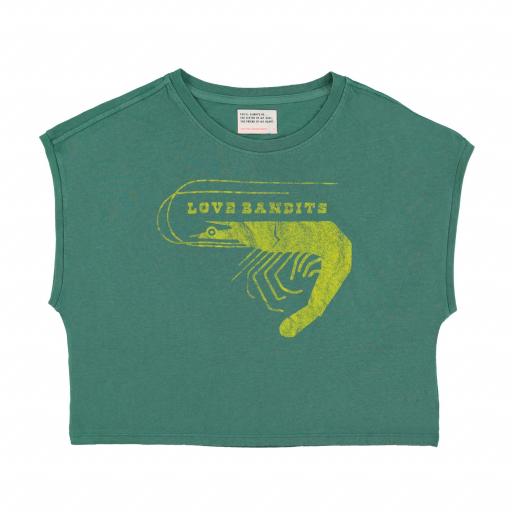 Sisters Department,Sleeveless t-shirt/top w/ round neck | Green w/ "love bandit" print