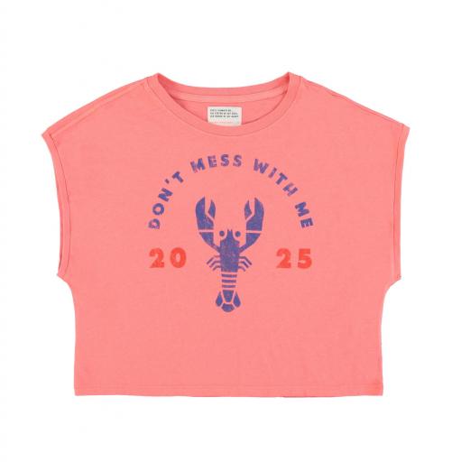 Sisters Department,Sleeveless t-shirt/top w/ round neck | Pink w/ "lobster" print