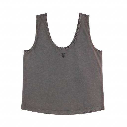 Sisters Department,Sleeveless top w/ v-neck | Dark grey w/ "mafia" print  [1]