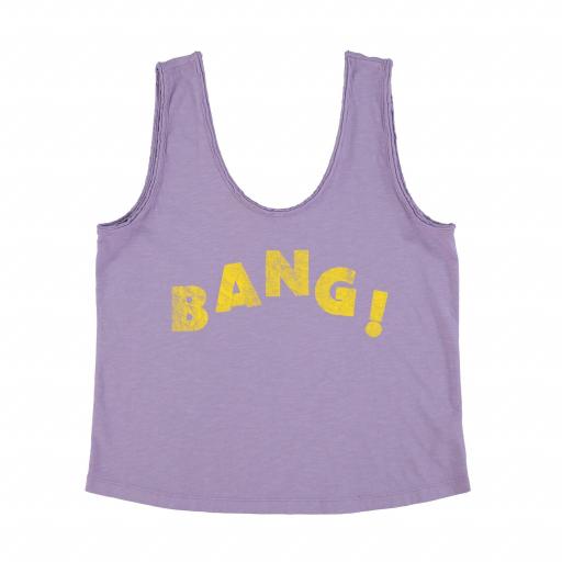 Sisters Department,Sleeveless top w/ v-neck | Purple w/ "bang" print 