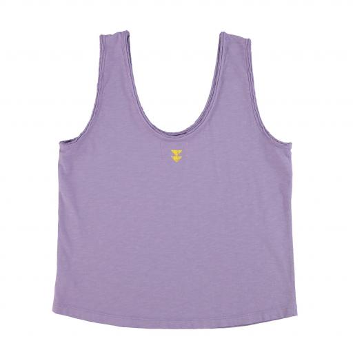 Sisters Department,Sleeveless top w/ v-neck | Purple w/ "bang" print  [1]