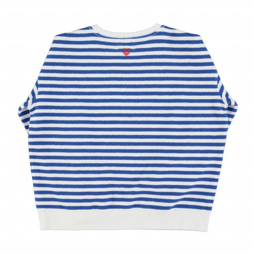 Sisters Department,Sweatshirt | Blue & ecru stripes w/ "bang" print [1]