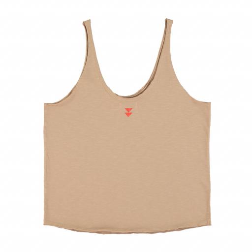 Sisters Department, Top w/ v-neck | Light brown w/ "sicilian summer story" print [1]