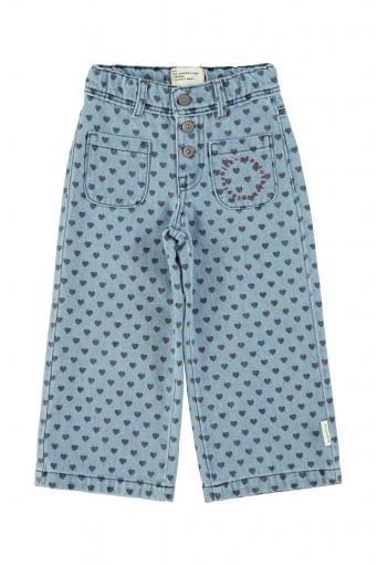 Piupiuchick,Flare trousers | Washed blue denim w/ black hearts