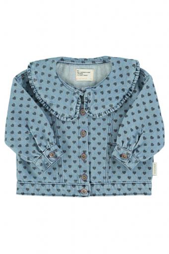 Piupiuchick,Jacket | Washed blue denim w/ black hearts