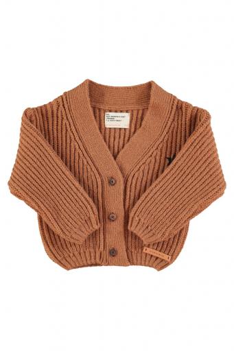 Piupiuchick,Knitted cardigan | Brown w/ "band & crew only" print