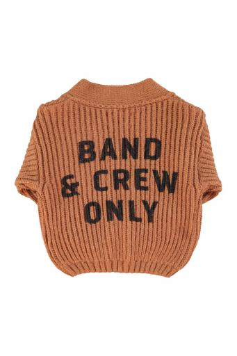 Piupiuchick,Knitted cardigan | Brown w/ "band & crew only" print [3]