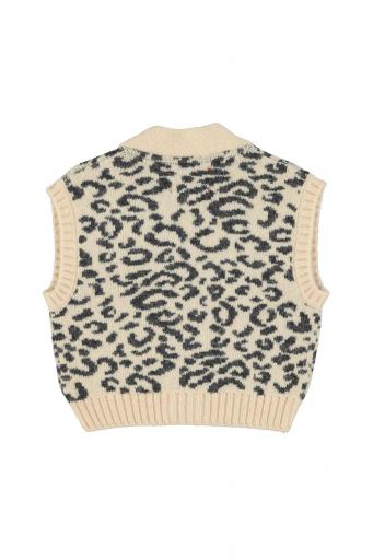 Piupiuchick,Knitted waistcoat | Light pink w/ black animal print [3]