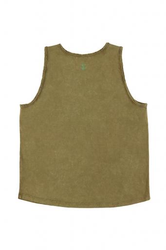 Sisters Department,Sleeveless round neck top | Khaki w/ "say cheese" print [2]