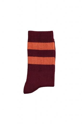 Piupiuchick,Socks | Bordeaux w/ orange stripes