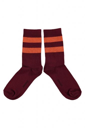 Piupiuchick,Socks | Bordeaux w/ orange stripes [1]