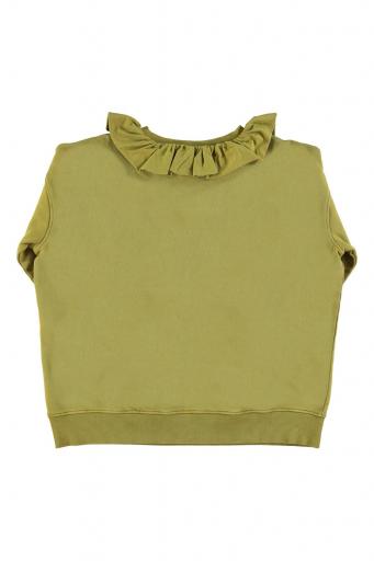 Sisters Department,Sweatshirt w/ peter pan collar | Army green w/ "cheesy saucy crispy" print [1]